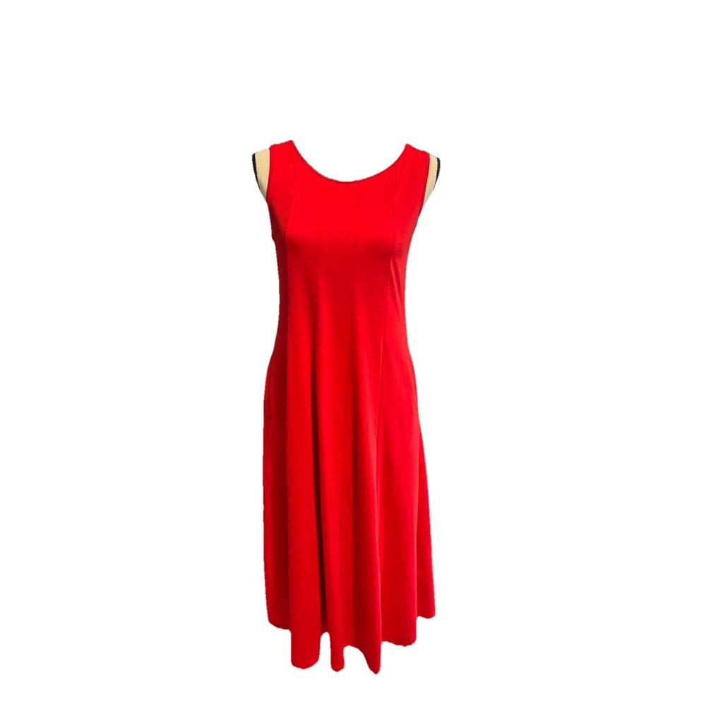 Ht Women's Red Swing Tank Sleeve Dress Size M with pockets Travel Resort wear
